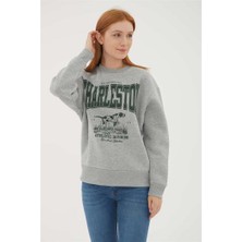 Fashion Friends Baskılı Sweat Gri Melanj