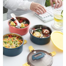 Vagonlife Bento 1600 ml Yuvarlak Lunchbox Yeni Koleksiyon Çift Katlı Çelik Sefer Tası Yemek Kutusu