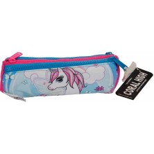 Coral High Kids Üç Bölmeli Kalem Kutusu Mavi Neon Pembe Unicorn Desenli 22011
