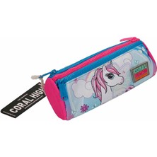 Coral High Kids Üç Bölmeli Kalem Kutusu Mavi Neon Pembe Unicorn Desenli 22011