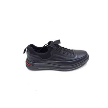Marcomen Siyah Deri Erkek Sneaker Ayakkabı