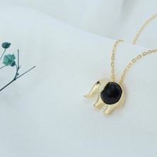 Neva Jewelry 925 Ayar Fantastik Siyah Taşlı Fil Modelli Gümüş Kolye