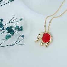 Neva Jewelry 925 Ayar Fantastik Kırmızı Taşlı Fil Modelli Gümüş Kolye