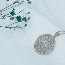 Neva Jewelry 925 Ayar Otantik Yaşam Çiçeği Beyaz Taşlı Gümüş Kolye