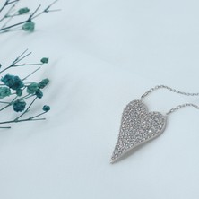 Neva Jewelry 925 Ayar Favori Zirkon Taşlı Dolgulu Kalp Modelli Gümüş Kolye
