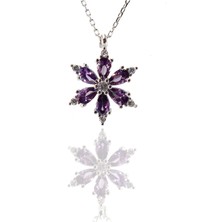 Neva Jewelry 925 Ayar Favori Mor Lotus Çiçeği Modelli Gümüş Kolye