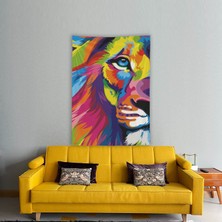 The Lucid Lab Lion - Renkli Aslan Duvar Örtüsü - 100 cm x 135 cm