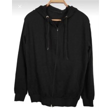 Fatella Unısex Kapüşonlu Fermuarlı Cepli Ince Penye Basic Okul Sweatshirt Hırka