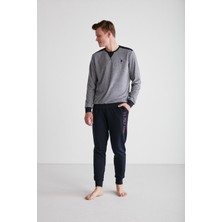 U.S. Polo Assn.   Erkek Lacivert Yuvarlak Yaka Pijama Takımı  18720