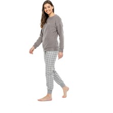Mod Collection - Kadın Lacivert Yuvarlak Yaka Polarlı Pijama Takımı  3994