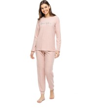 Mod Collection - Kadın Pembe Melanj Yuvarlak Yaka Viskonlu Pijama Takımı  3981