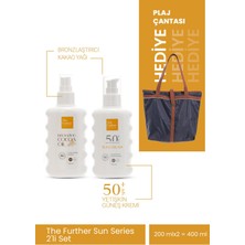 The Further Güneş Koruyucu Losyon Spf 50 Faktör 200 ml + Bronzlaştırıcı 200 ml + Plaj Çantası Hediye