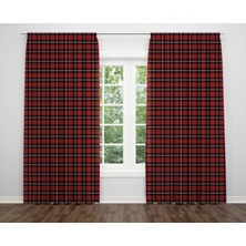 Alban Home Ekose Temalı Dijital Baskı Çift Kanat Fon Perde 140X260