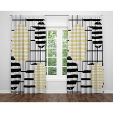 Alban Home Puantiye Temalı Dijital Baskı Çift Kanat Fon Perde 140X270