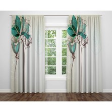 Alban Home Çiçek Temalı Dijital Baskı Çift Kanat Fon Perde 140X260
