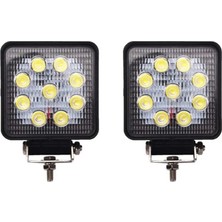 Wolfram 9 LED Kare Off Road Sis Farı Çalışma Lambası 2 Adet 10-30V 27W