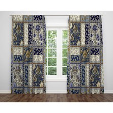 Alban Home Patchwork Temalı Dijital Baskı Çift Kanat Fon Perde 140X240