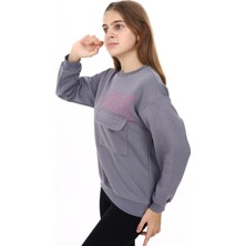 Angelos Girls Kız Çocuk Baskılı 3 İplik Cep Detaylı Sweatshirt 7-13 Yaş LX281