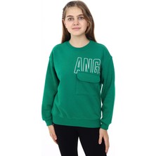 Angelos Girls Kız Çocuk Baskılı 3 İplik Cep Detaylı Sweatshirt 7-13 Yaş LX281