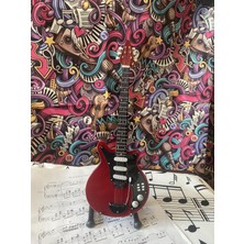 Herşey Nota Elektro Gitar El Yapımı Ahşap Minyatür  Biblo 25 cm Queen Freddie Mercury