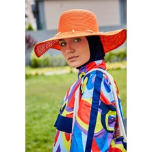 Marina Deniz Kabuğu Turuncu Geniş Hasır Şapka 142321