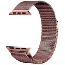 Apple Watch Seri 2/3/4/5/6/7/8/se 38MM-40MM-41MM Uyumlu Hasır Metal Kordon Pembe