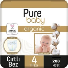Pure Baby Organic Bebek Bezi 4 Numara Maxi 7-16 kg 208 Adet