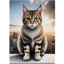 Bedeko Tablomega Ahşap Mdf Puzzle Yapboz Şehir Manzarası ve Kedi 1000 Parça 50*70 cm