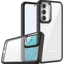 Case World Samsung Galaxy A04S Kapak Metal Kamera Korumalı Arkası Şeffaf Silikon Kılıf - Siyah