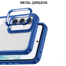 Case World Samsung Galaxy A04S Kapak Metal Kamera Korumalı Arkası Şeffaf Silikon Kılıf - Siyah