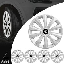 MYldrm Peugeot Rifter 16 Inç Jant Kapağı Amblemli Gri 4'lü Takım 143