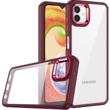 Case World Samsung Galaxy A04 Kapak Metal Kamera Korumalı Arkası Şeffaf Silikon Kılıf - Kırmızı