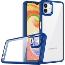 Case World Samsung Galaxy A04 Kapak Metal Kamera Korumalı Arkası Şeffaf Silikon Kılıf - Lacivert