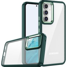 Kzy Samsung Galaxy A04S Kapak Metal Kamera Korumalı Arkası Şeffaf Silikon Kılıf - Yeşil