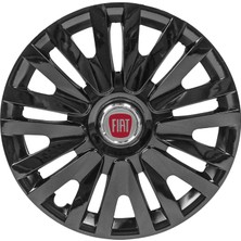 MYldrm Fiat Brava 14 Inç Uyumlu Jant Kapağı Amblemli Piano Black 4'lü Takım 208