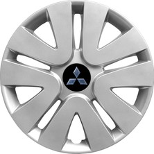 MYldrm Mitsubishi Lancer 14 Inç Uyumlu Jant Kapağı Amblemli Gri 4'lü Takım 105