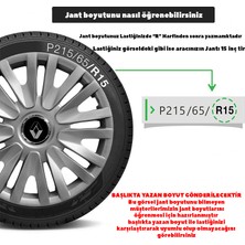 MYldrm Renault Safrane 15 Inç Uyumlu Jant Kapağı Amblemli Gri 4'lü Takım 124