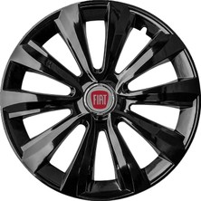 MYldrm Fiat Egea 16 Inç Uyumlu Jant Kapağı Amblemli Piano Black 4'lü Takım 214