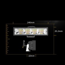 Dekohop Off Road 12-24V Oto Gündüz LED Bar 6 Inç 24 LED Çift Renk Beyaz Sarı Çalışma ve Sis Lambası