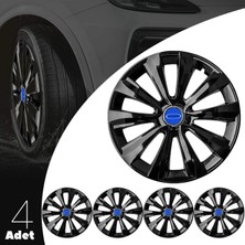 MYldrm Ford Custom 16 Inç Uyumlu Jant Kapağı Amblemli Piano Black 4'lü Takım 214