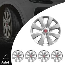 MYldrm Fiat Linea 15 Inç Jant Kapağı Amblemli Gri 4'lü Set 110