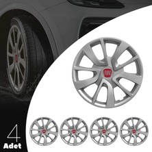 MYldrm Fiat Multipla 15 Inç Jant Kapağı Amblemli Gri 4'lü Set 101