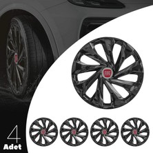 MYldrm Fiat 500 15 Inç Jant Kapağı Amblemli Piano Black 4'lü Takım 217