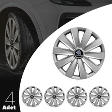 MYldrm Skoda Roomster 16 Inç Jant Kapağı Amblemli Gri 4'lü Set 132