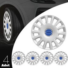 MYldrm Ford Sierra 14 Inç Jant Kapağı Amblemli Gri 4'lü Set 144