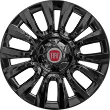 MYldrm Fiat Fiorino 15 Inç Jant Kapağı Amblemli Piano Black 4'lü Set 206