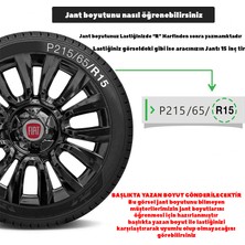MYldrm Fiat Fiorino 15 Inç Jant Kapağı Amblemli Piano Black 4'lü Set 206