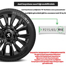 MYldrm Peugeot 15 Inç Jant Kapağı Amblemli Piano Black 4'lü Set 206