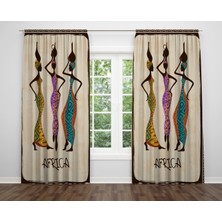 Alban Home Etnik Temalı Dijital Baskı Çift Kanat Fon Perde 140X240