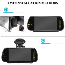 Kalite 7 Inç Dikiz Ayna Ekran + 4 LED Gece Görüş Geri Vites Kamera (Araç Arkasını Izle + Flim Izle + Müzik Dinle)